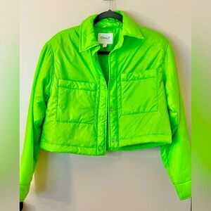 neon green, cropped jacket